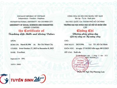 Lịch khai giảng khóa học phương pháp giảng dạy giá trị sống và kỹ năng Sống